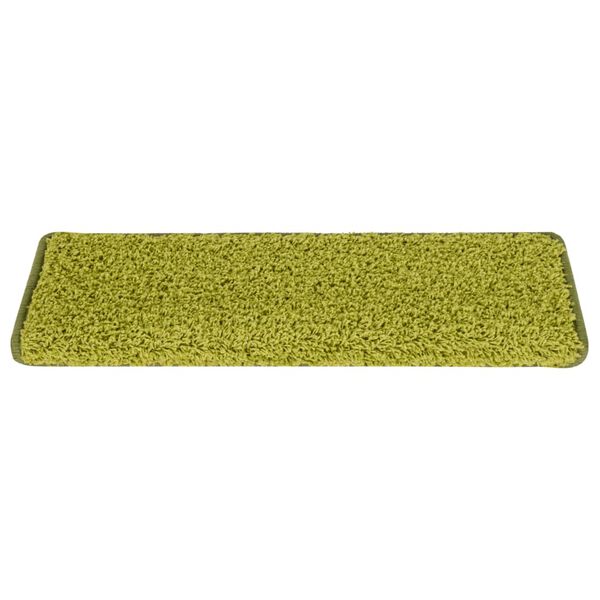 vidaXL Tapetes de escada 15 pe&ccedil;as 65x21x4 cm verde com borda retangular