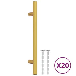 vidaXL Puxadores para m&oacute;veis 20 pcs 128 mm a&ccedil;o inoxid&aacute;vel dourado