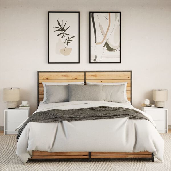 vidaXL Mesas de cabeceira c/ luzes LED 2 pcs derivados madeira branco