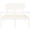vidaXL Cama para idosos com cabeceira 120x200 cm madeira maci&ccedil;a branco