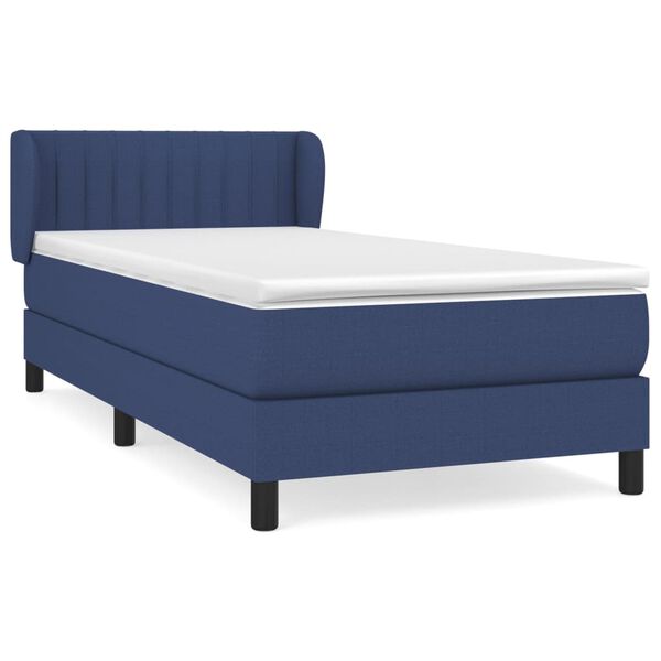 vidaXL Cama com molas/colch&atilde;o 90x190 cm tecido azul