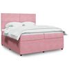 vidaXL Cama com molas/colch&atilde;o 200x200 cm veludo rosa