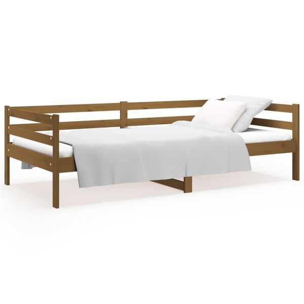 vidaXL Sof&aacute;-cama 90x190 cm madeira de pinho maci&ccedil;a castanho mel