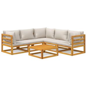 vidaXL 6pcs conjunto lounge de jardim madeira c/almofad&otilde;es cinza-claro