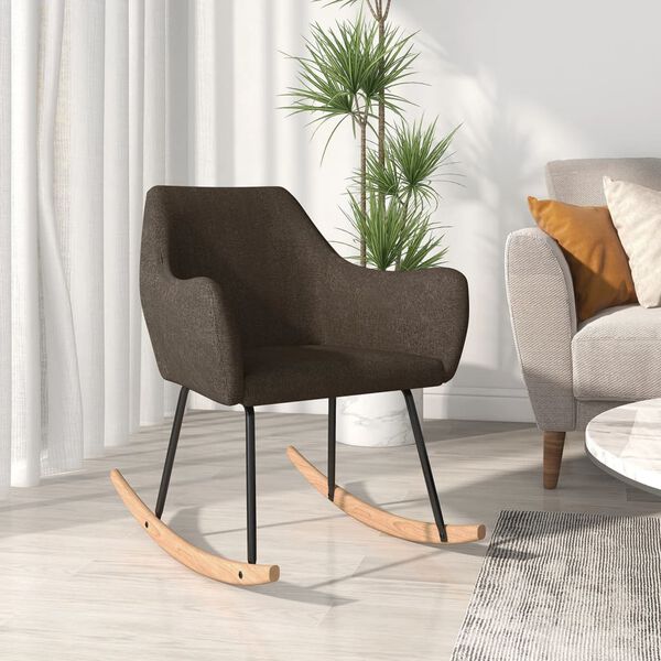 vidaXL Cadeira de baloi&ccedil;o tecido castanho-escuro