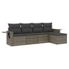 vidaXL 5 pcs conjunto sof&aacute;s de jardim c/ almofad&otilde;es vime PE cinzento