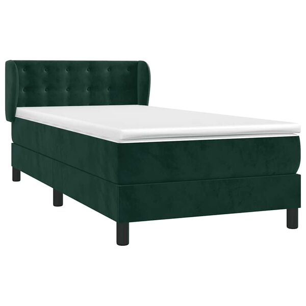 vidaXL Cama com molas/colch&atilde;o 80x200 cm veludo verde-escuro