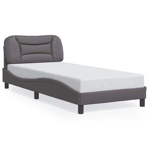 vidaXL Estrutura de cama sem colch&atilde;o Hvar couro artificial 80x200 cm cinzento