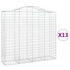 vidaXL Cestos gabi&atilde;o arqueados 13 pcs 200x50x180/200 ferro galvanizado