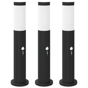 vidaXL Lumin&aacute;rias de balizamento com sensor, 3 pe&ccedil;as, 50 cm, a&ccedil;o inoxid&aacute;vel, IP44