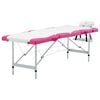 vidaXL Mesa de massagem dobr&aacute;vel 4 zonas alum&iacute;nio branco e rosa