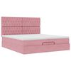 moldura de cama otomana vidaXL com colch&atilde;o rosa 200x200cm Veludo