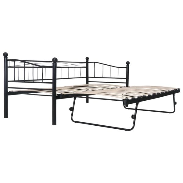 vidaXL Estrutura de cama em a&ccedil;o 180x200/90x200 cm preto