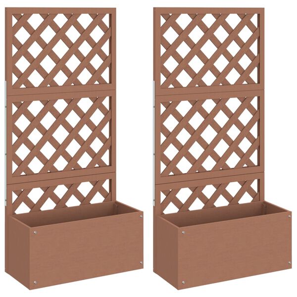 vidaXL Vasos/floreiras com treli&ccedil;a WPC 2 pcs 65x33x135 cm castanho