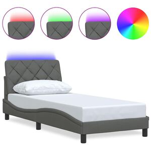 vidaXL Estrutura de cama com LED sem colchão 90x200 cm tecido
