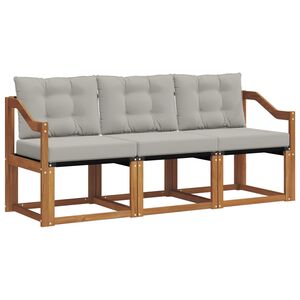 vidaXL Conjunto de Sof&aacute;s para Exterior 3 unid. Cinza Natural e Claro