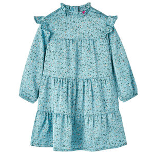 Vestido de manga comprida para crian&ccedil;a azul 104