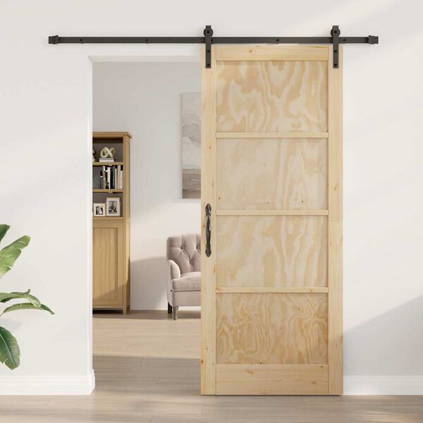 vidaXL Porta Deslizante Natural e Preto 86 x 211 cm