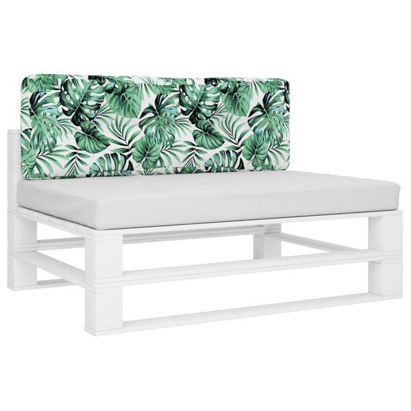 vidaXL Almofad&atilde;o para sof&aacute; de paletes 120x40x12cm tecido padr&atilde;o folhas