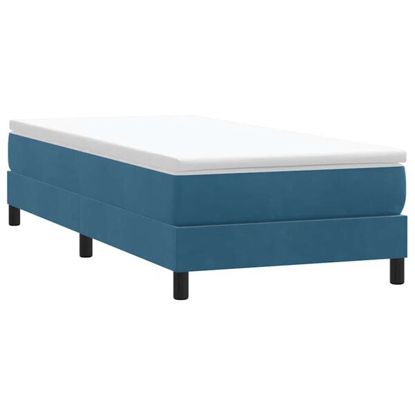 vidaXL Cama com molas sem colch&atilde;o 100x220 cm veludo azul-escuro