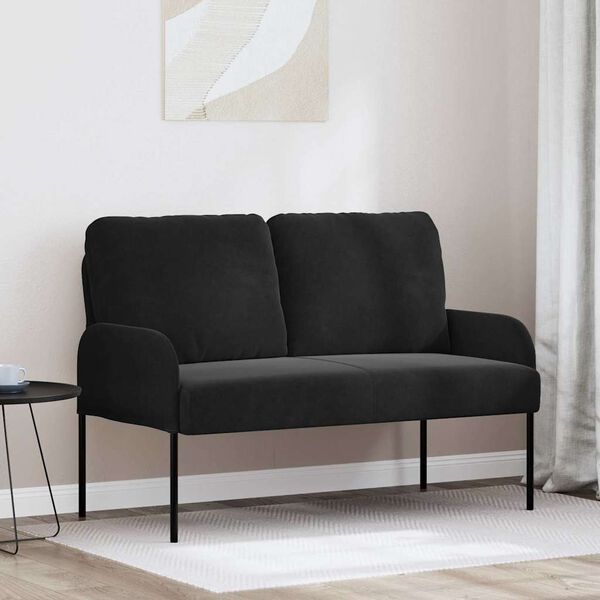 vidaXL Sof&aacute;s com almofada 110cm Preto Contraplacado