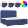 vidaXL Cama box spring c/ colch&atilde;o e LED 160x200 cm tecido azul