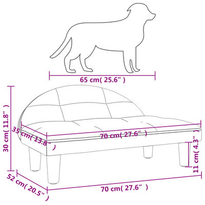 vidaXL Cama para cães 70x52x30 cm tecido cinzento-claro