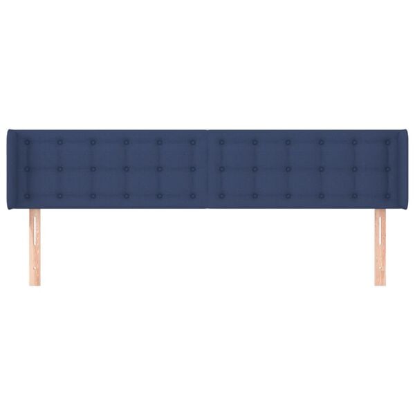 vidaXL Cabeceira de cama c/ abas tecido 163x16x78/88 cm azul