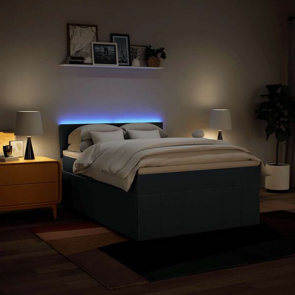 vidaXL Cama com molas/colch&atilde;o 140x190 cm tecido azul