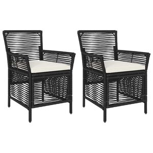 vidaXL Cadeira para Exterior com almofada 2 pcs Preto e Creme vime PE