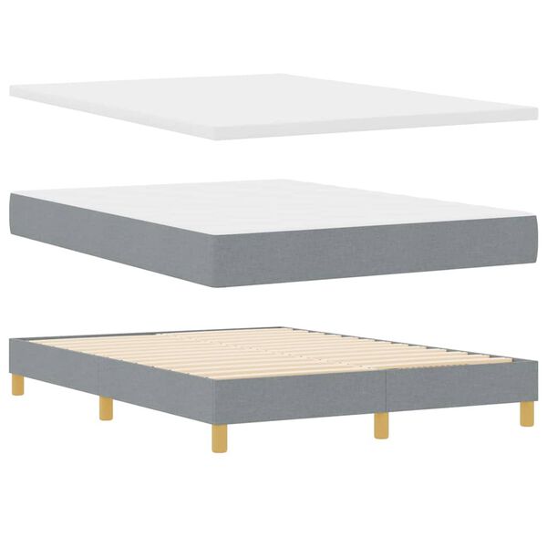 vidaXL Cama Box com colch&atilde;o Cinzento-claro 160 x 200 cm tecido