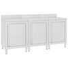 vidaXL Mesa trabalho comercial c/ arm&aacute;rio 180x60x96 cm a&ccedil;o inoxid&aacute;vel
