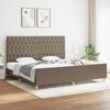 vidaXL Estrutura cama cabeceira 200x200 cm tecido castanho-acinzentado