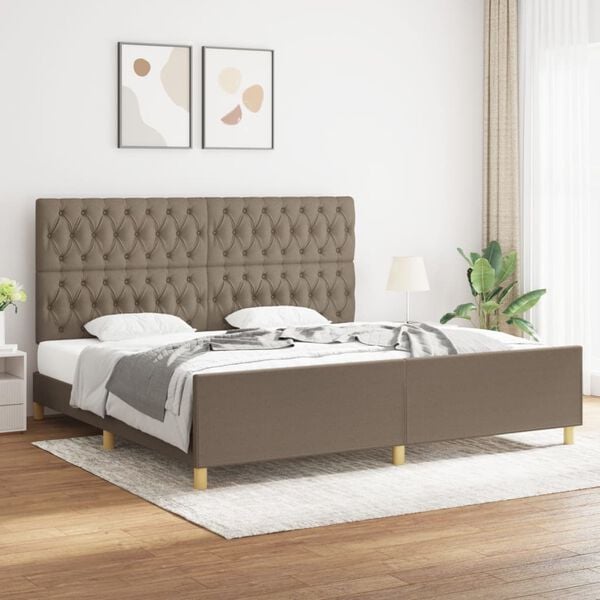 vidaXL Estrutura cama cabeceira 200x200 cm tecido castanho-acinzentado