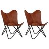 vidaXL Cadeiras borboleta 2 pcs tam. infantil couro genu&iacute;no castanho