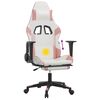 vidaXL Cadeira gaming massagens c/ apoio p&eacute;s couro artif. branco/rosa