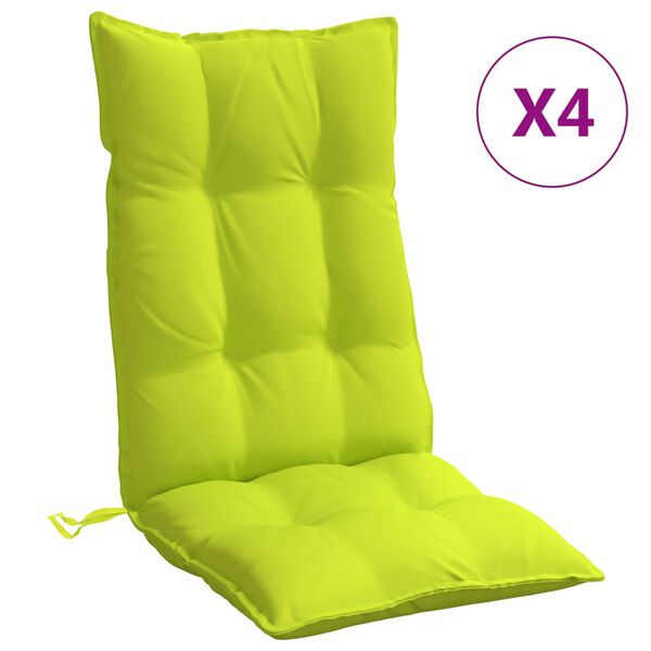 vidaXL Almofad&otilde;es p/ cadeira encosto alto 4 pcs oxford verde brilhante