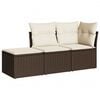 vidaXL 3 pcs conjunto sof&aacute;s de jardim com almofad&otilde;es vime PE castanho