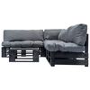 vidaXL Sof&aacute;s de paletes jardim 4 pcs almofad&otilde;es cinzentos madeira