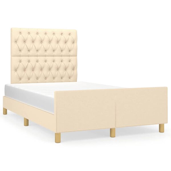 vidaXL Estrutura de cama sem colch&atilde;o 120x190 cm tecido creme