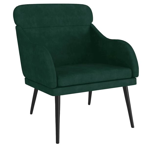 vidaXL Cadeira c/ apoio de bra&ccedil;os 63x76x80 cm veludo verde-escuro