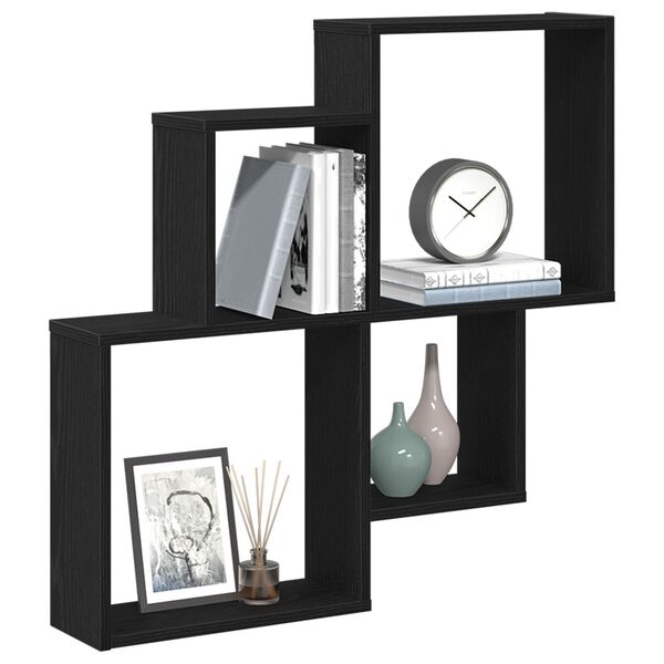 vidaXL Prateleira de Parede Carvalho Preto 80 x 15 x 78,5 cm