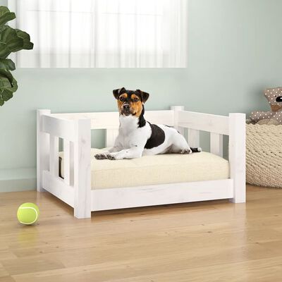 vidaXL Cama para cães 55,5x45,5x28 cm madeira de pinho maciça branco