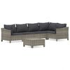 vidaXL 6 pcs conjunto lounge de jardim c/ almofad&otilde;es vime PE cinzento