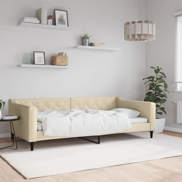vidaXL Sof&aacute;-cama 100x200 cm tecido cor creme