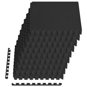 vidaXL Tapetes de ch&atilde;o 54 pcs 4,86㎡ espuma de EVA preto