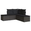 vidaXL 5 pcs conjunto sof&aacute;s de jardim com almofad&otilde;es vime PE preto