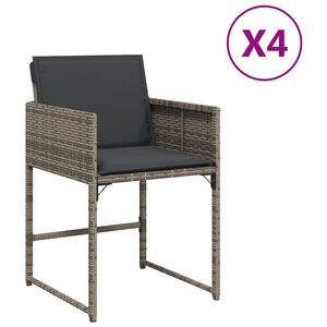 vidaXL Cadeiras de jardim com almofad&otilde;es 4 pcs vime PE cinzento