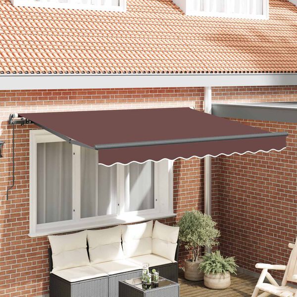 vidaXL Toldo Retr&aacute;til Manual Castanho 250 x 200 cm tecido
