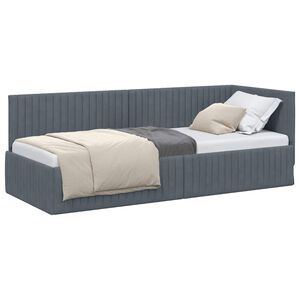 vidaXL Estrutura de Cama de Canto Cinza Escuro 80 cm x 200 cm Veludo